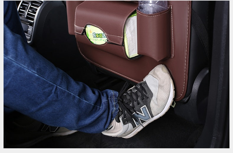 Car Back Seat Organizer Storage Bag with Foldable Table Tray