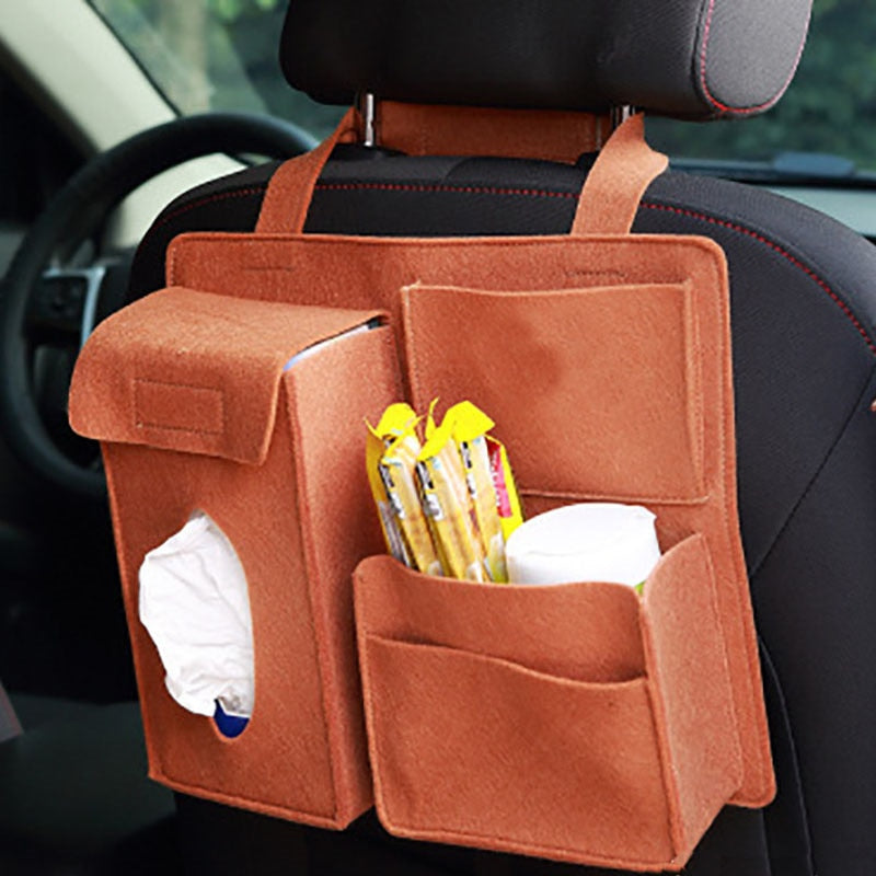 Car Back Seat Storage Bag Organizer Hanging Bag Box Paper Towel Phone Storage Felt Bag Trash Can Organizer Car Accessories