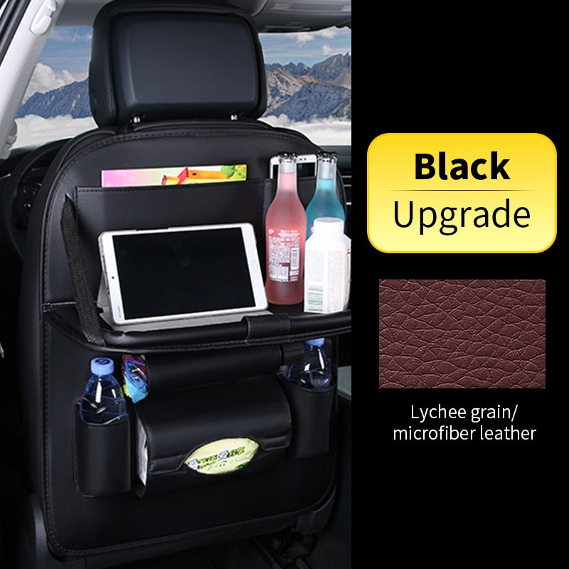 Car Back Seat Organizer Storage Bag with Foldable Table Tray