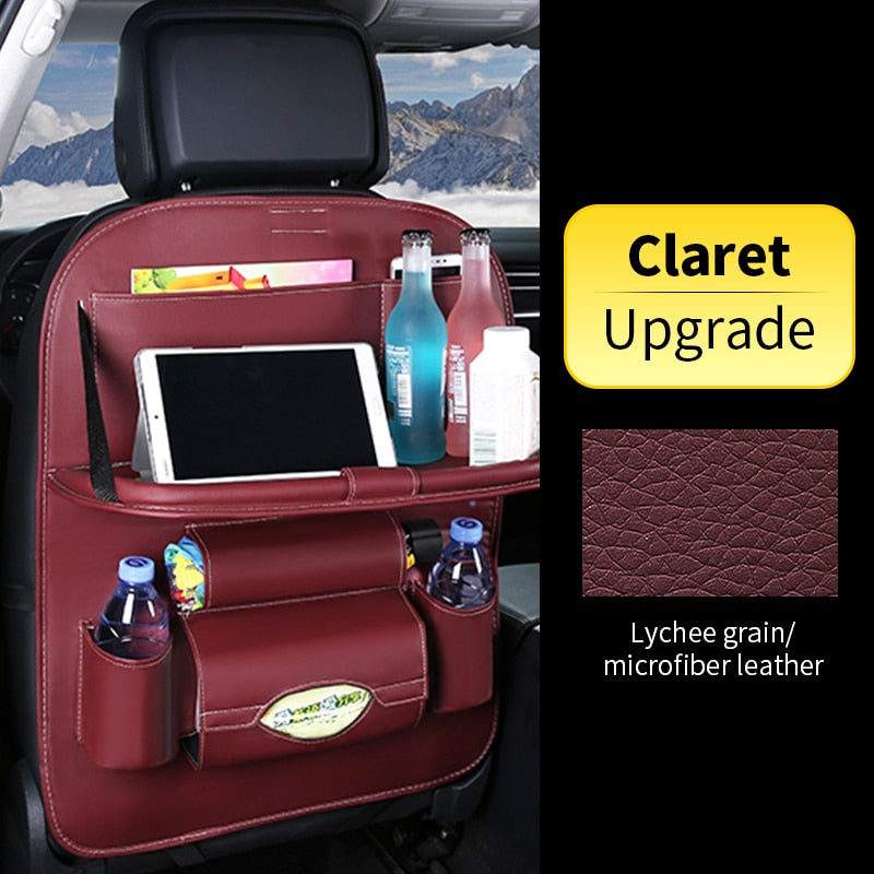 Car Back Seat Organizer Storage Bag with Foldable Table Tray