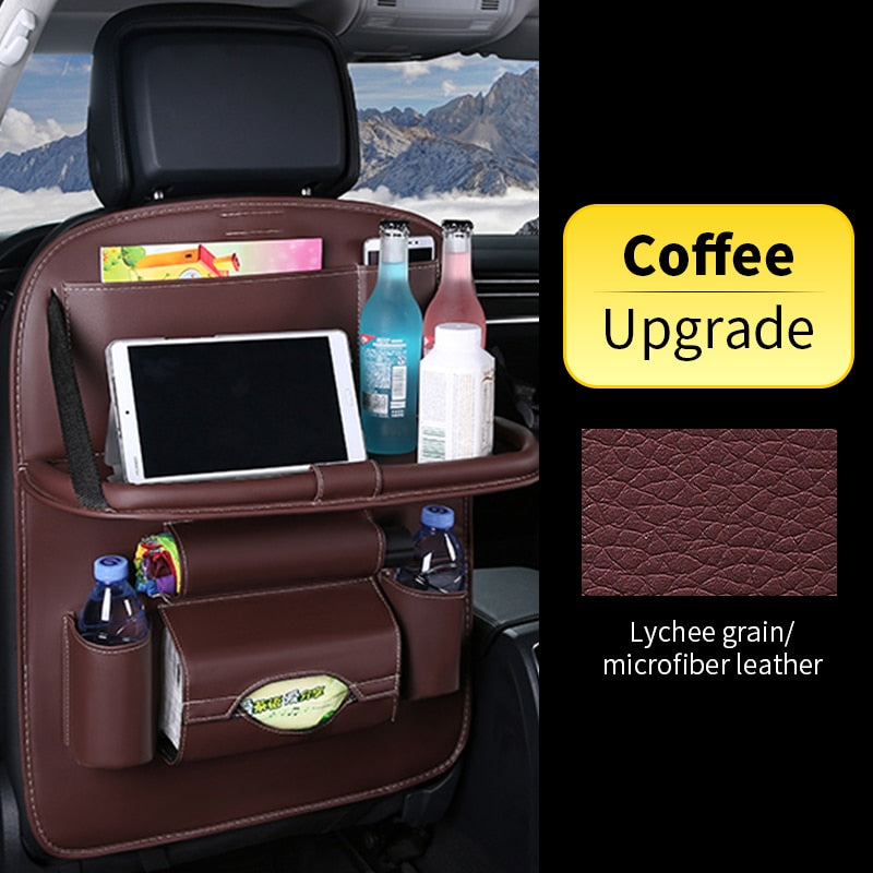 Car Back Seat Organizer Storage Bag with Foldable Table Tray